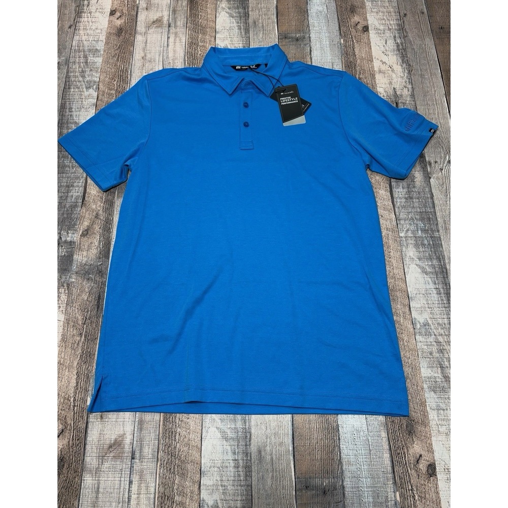 TravisMathew Polo Shirt Mens Large Blue Prestige Performance Golf Stretch NWT
